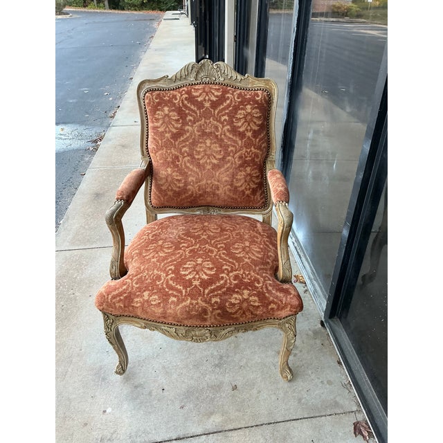 William Switzer Cerused Carved Fruitwood French Louis XV Style Arm Chair For Sale - Image 9 of 14