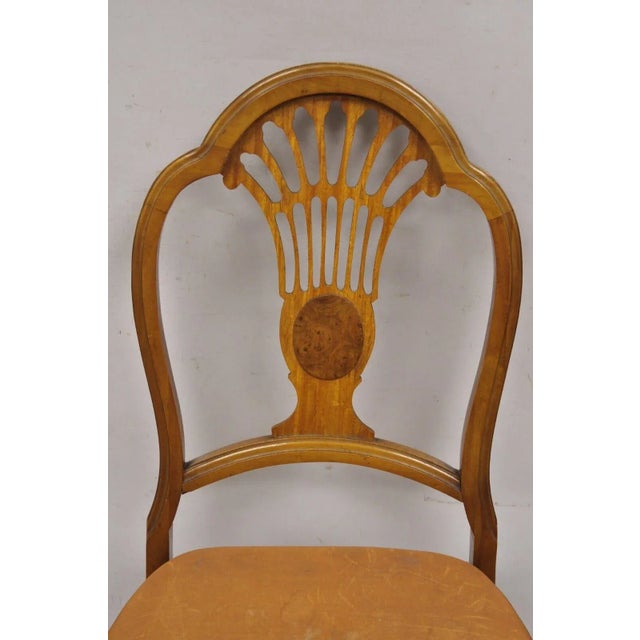 Traditional Mid 20th Century Vintage Joerns Bros Art Deco Walnut Fan Back Vanity Side Chair For Sale - Image 3 of 10