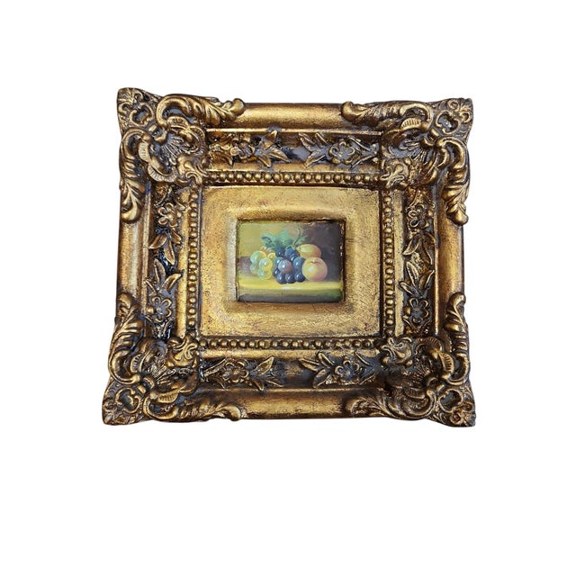 1940s Group of Five Gilt Framed Oil on Board Fruit Still Life Paintings For Sale - Image 4 of 9