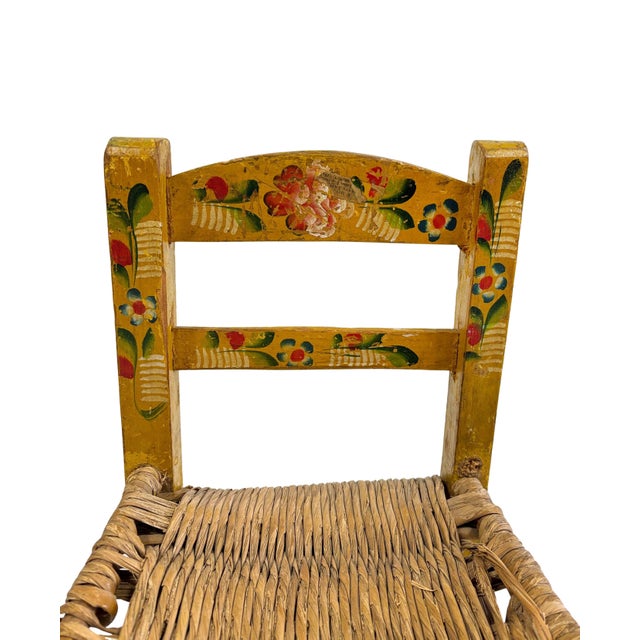 Folk Art Early 20th Century Mexican Folk Art Painted Children's or Doll's Chair. For Sale - Image 3 of 5