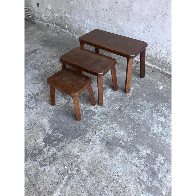 Nesting Tables in Oak, Set of 3 For Sale - Image 4 of 7