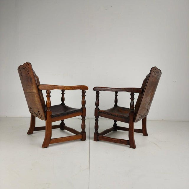 English Jacobean Monk Armchairs from F. Parker & Sons Ltd, Set of 2 For Sale - Image 14 of 17