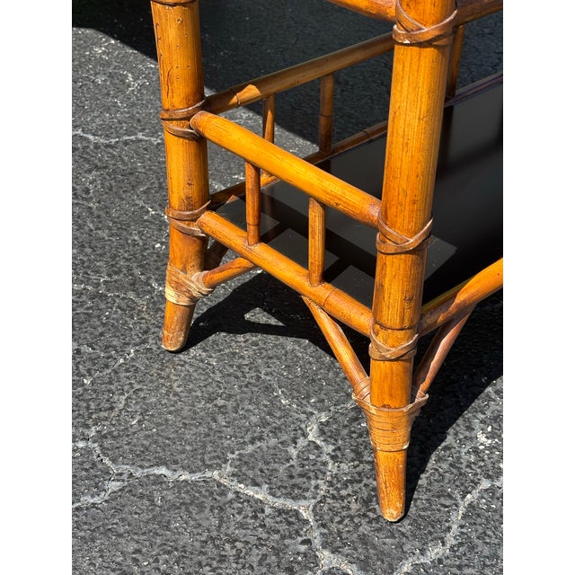 Vintage Coastal Bamboo and Black Lacquer Desk by Milling Road for Baker For Sale - Image 9 of 10