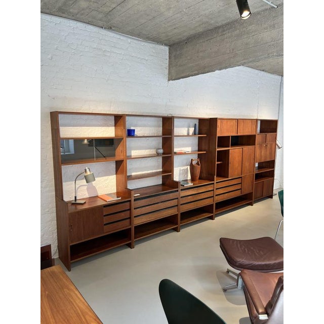 Large Freestanding Wall Unit in Teak by Poul Cadovius for KLM, 1960s For Sale - Image 8 of 8