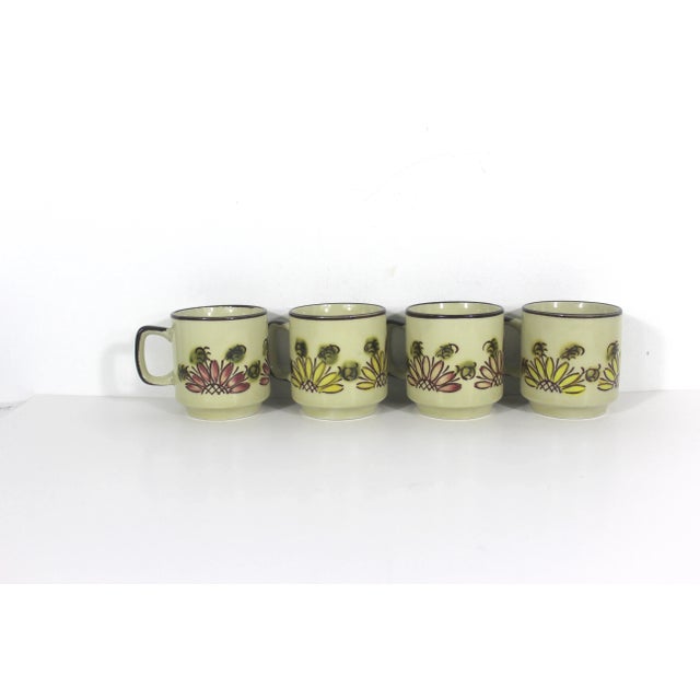 Vintage Otagiri Japanese Floral Ceramic Coffee Mugs- Set of 4 For Sale - Image 6 of 10