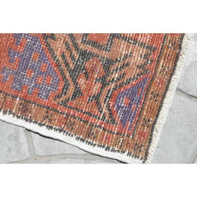 Mid-Century Modern Hand Made Oushak Mat Rug Distressed Small Rug Kitchen Mat - 1'8" X 2'12" For Sale - Image 3 of 7