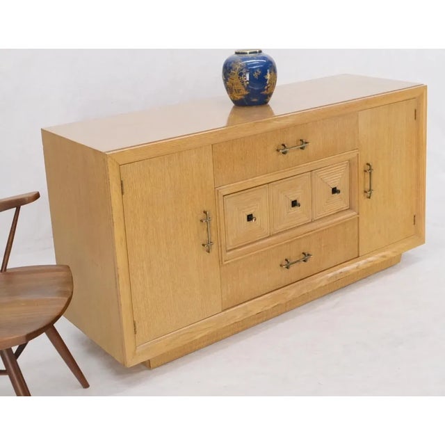Cerused Oak Mid Century Credenza Sideboard Dresser Cabinet Buffet For Sale - Image 10 of 13