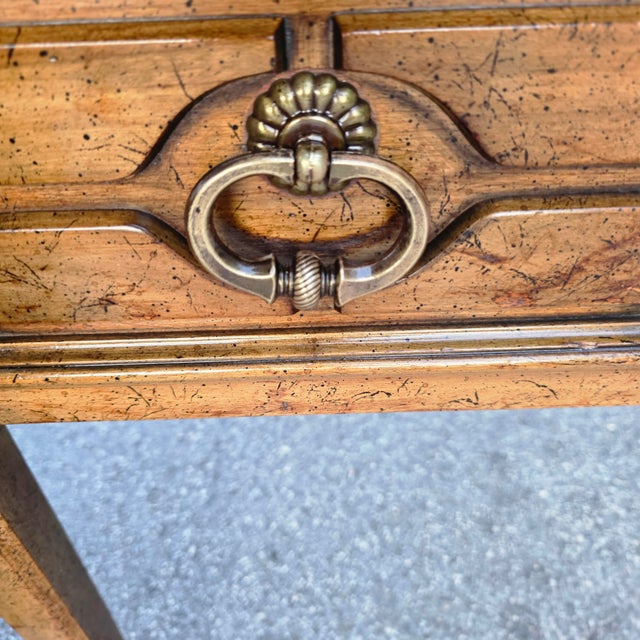 Vintage Hollywood Regency Sligh Lowry Leather Top Writing Desk For Sale - Image 11 of 14