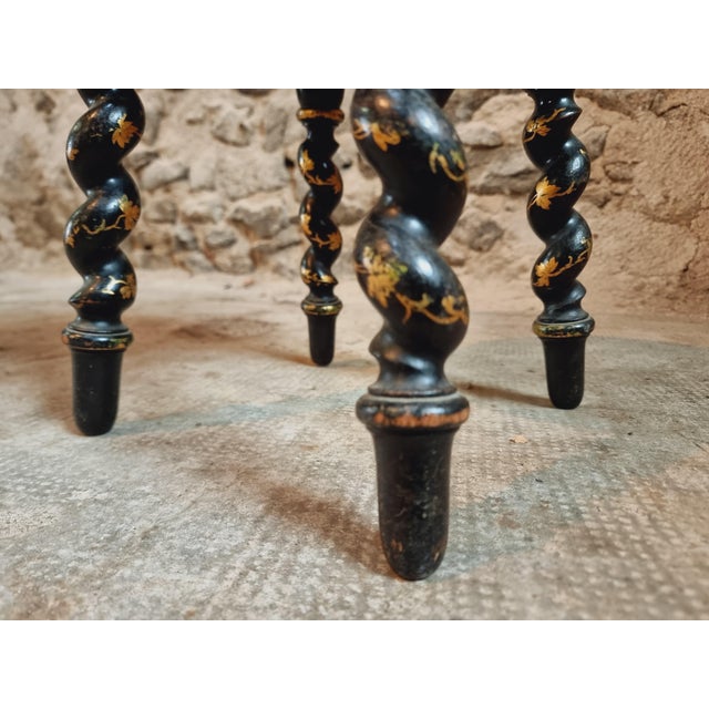 19th Century Napoleon III Stool with Painted Legs & Pink Upholstered Seat For Sale - Image 12 of 15