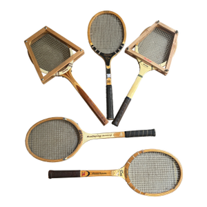 Collection of Vintage Miscellaneous Wooden Tennis Rackets With Guards