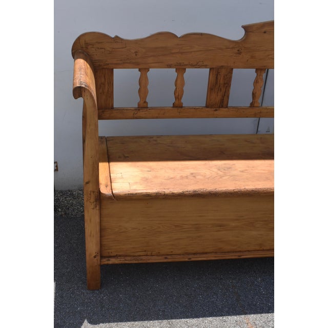 Wood Pine and Oak Storage Bench or Settle For Sale - Image 7 of 14