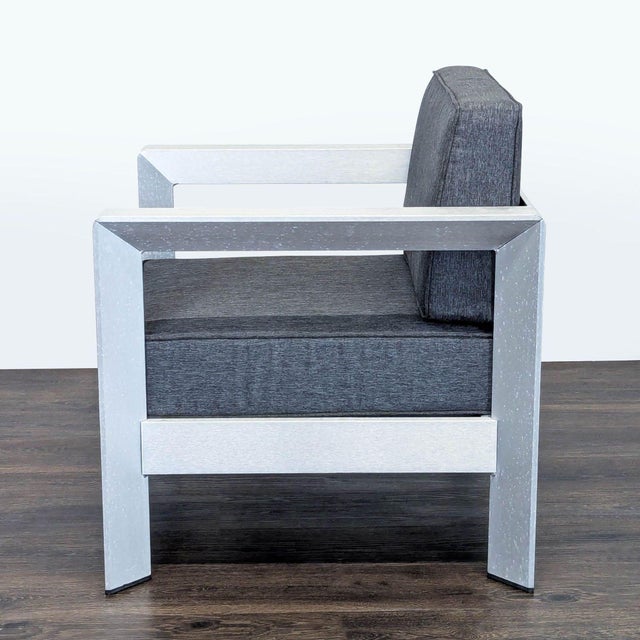 Modern Christopher Knight Aviara Modern Outdoor Armchair With Aluminum Frame and Dark Gray Cushions, Attributed For Sale - Image 3 of 6