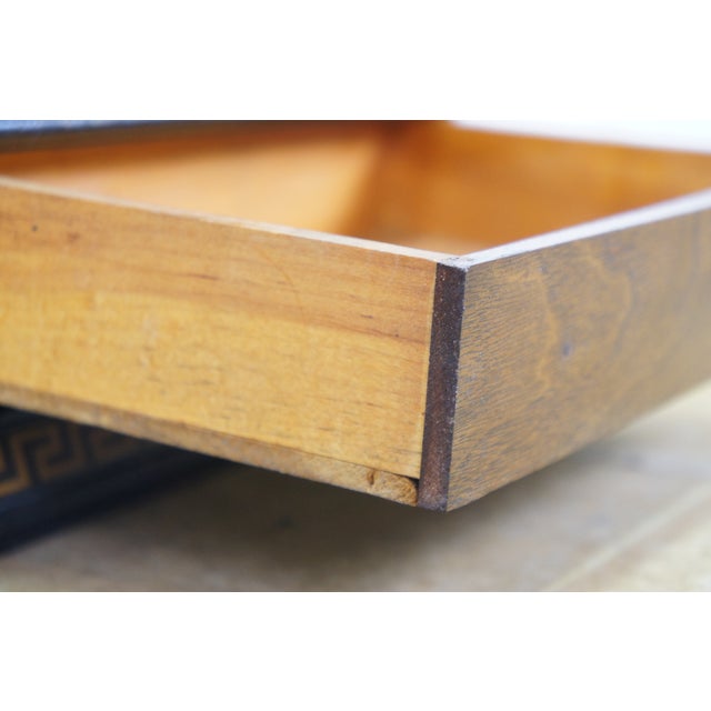 Brown Antique Victorian Oak Grand Tour Box Neoclassical Inlay Greek Key Vanity Drawer For Sale - Image 8 of 16