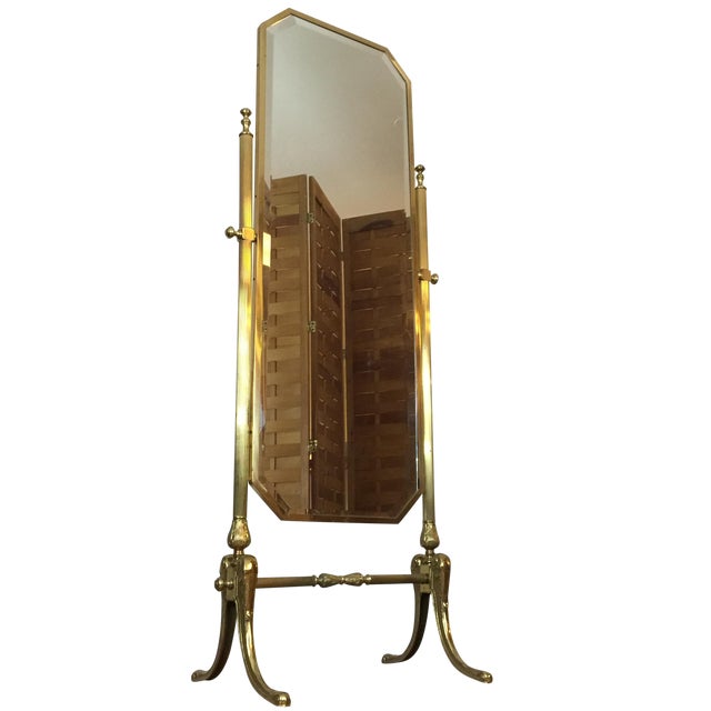 Vintage Brass Cheval Standing Floor Mirror Chairish
