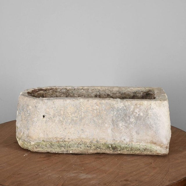 Stone Elongated Stone Basin Carved from a Single Block with Double Hole For Sale - Image 7 of 9