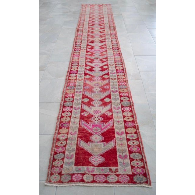 Extra Long Runner Rug Hand-Knotted Natural Wool Vintage Turkish Rug Hallway Kicthen Decor 2'5"x 14'6" For Sale - Image 9 of 15
