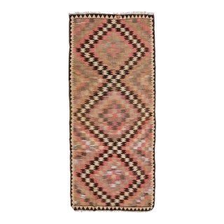 1960s Vintage Turkish Kilim Peach Handmade Tribal Wool Rug For Sale