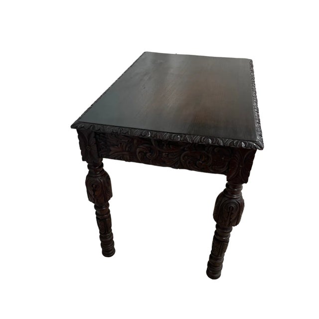 19th Century 19th Century English Carved Oak Table For Sale - Image 5 of 12