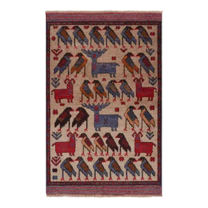Rug & Kilim’s Modern Classics Tribal Rug in Beige With Animal Pictorials