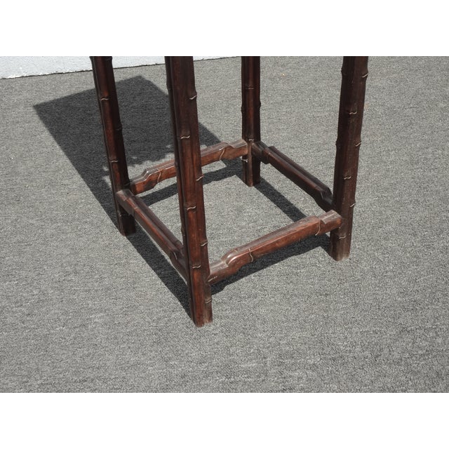 Black Vintage Oriental Asian Solid Carved Wood Plant Stand Side Table For Sale - Image 8 of 12