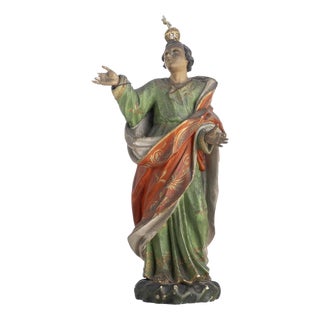 Religious Artist, Saint John the Evangelist, 18th Century, Wood & Silver For Sale