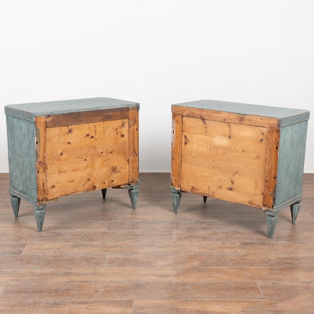 Mid-19th Century Swedish Gustavian Pair of Blue Painted Chests of Drawers For Sale - Image 15 of 15