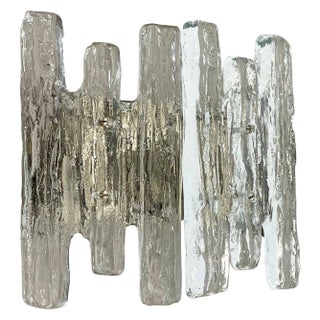 Large Hollywood Regency Ice Glass Wall Light by J. T. Kalmar, 1960s For Sale