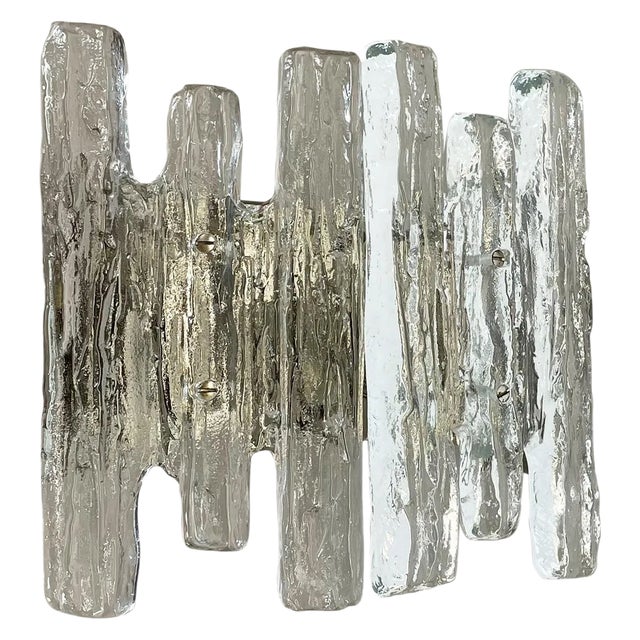 Large Hollywood Regency Ice Glass Wall Light from J. T. Kalmar, 1960s For Sale