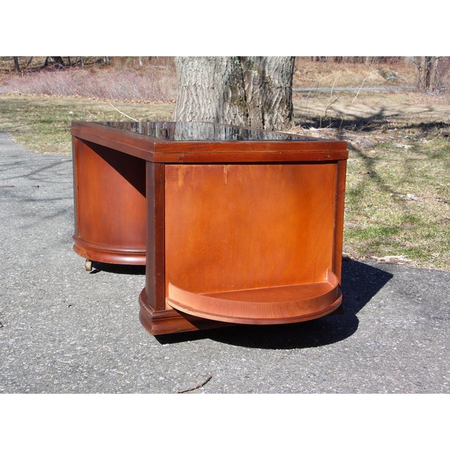 Vintage Art Deco Cobalt Mirror Blue Glass Coffee Table Speakeasy