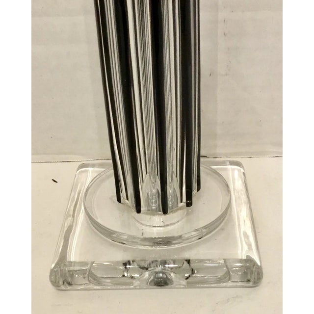 Stylish transitional italian black and clear crystal column table lamp, showroom floor sample