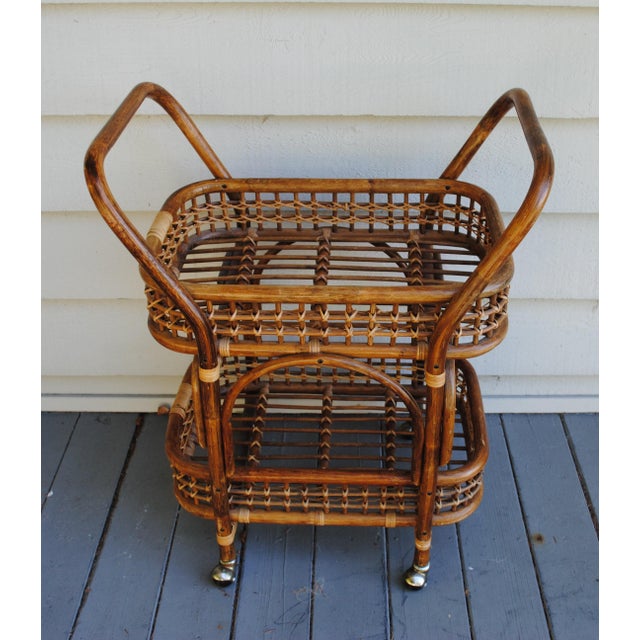 Mid 20th Century Vintage Mid Century Bamboo Dry Bar Cart For Sale - Image 5 of 5