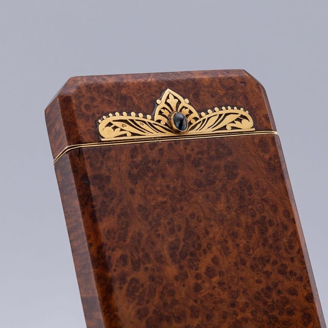 French 18 Karat Gold and Burr Walnut Cigarette Case from Mappin & Webb, 1890s For Sale - Image 11 of 18