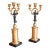 Pair of Continental Classical Gilt and Black Figural Three Light Candelabra For Sale