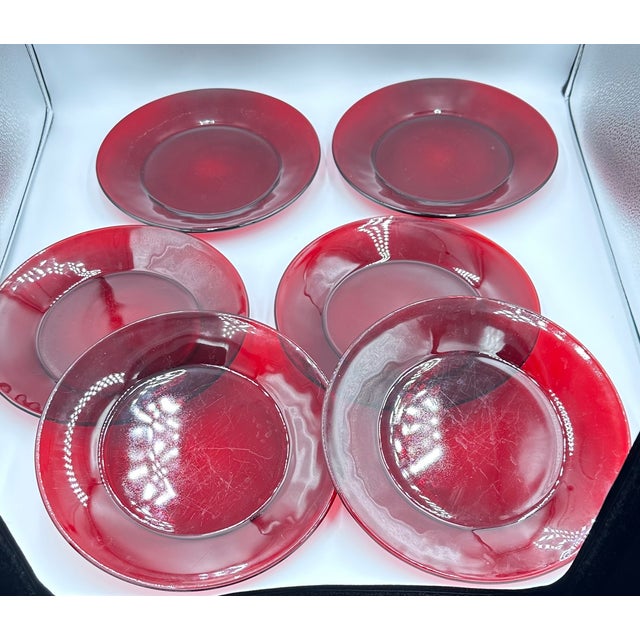 1930's Royal Ruby by Anchor Hocking Dinner 9" Plates 6pc Set For Sale In Palm Springs - Image 6 of 6