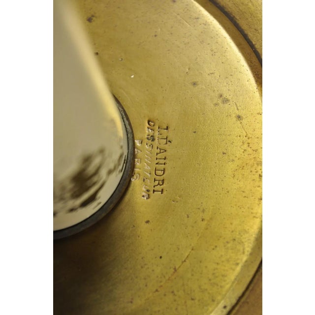 Gold Antique French Gothic Revival Figural Bronze Candlestick Table Lamp by Leandri For Sale - Image 8 of 12