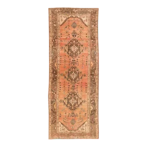 Vintage Distressed Medallion Peach Wool Runner