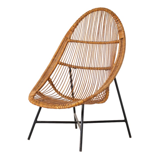 Mid-Century Modern Wicker Chair from Uluv Krásná Jizba, 1950s For Sale