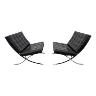 Vintage Barcelona Chrome & Leather Lounge Chairs - Set of 2 For Sale