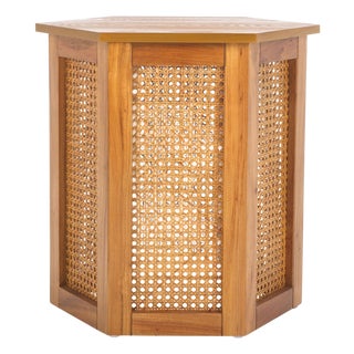 Danez Hexagon Cane Accent Table in Natural / Natural For Sale