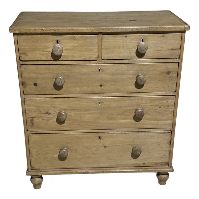 Antique Pine Two Over Three Drawers - Chest of Drawers From England For Sale