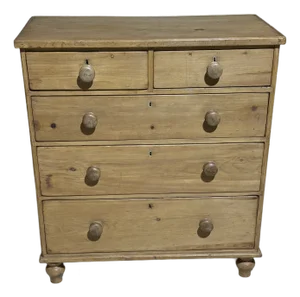 Antique Pine Two Over Three Drawers - Chest of Drawers From England