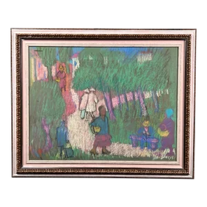 "Walk in the Park" by Pascal Bert (Galerie Bert), Pastel on Paper C. 1980