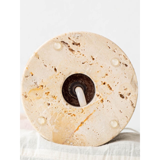 Stone Vintage French Travertine and Chrome Table Lamp by Philippe Barbier, 1960s For Sale - Image 7 of 11