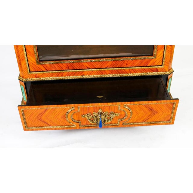 19th Century French Malachite & Ormolu Mounted Vitrine Cabinet For Sale - Image 18 of 18