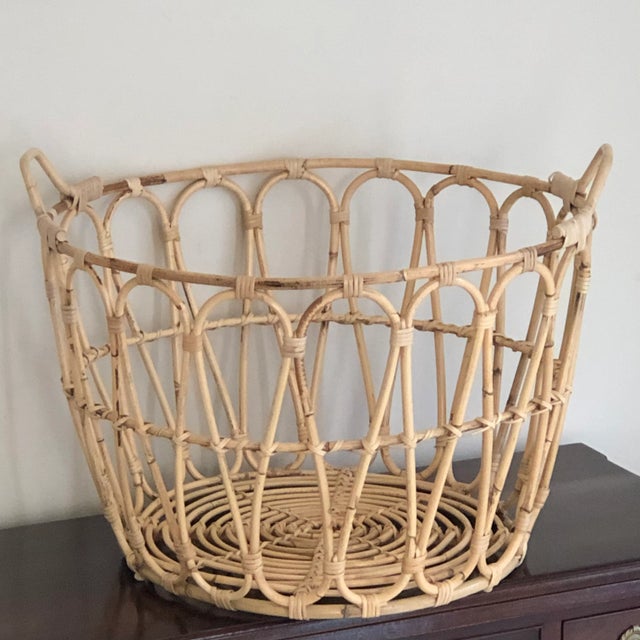 Offering a beautiful Boho-style open weave laundry/storage basket. This is a nice compact rattan basket that holds a lot,...
