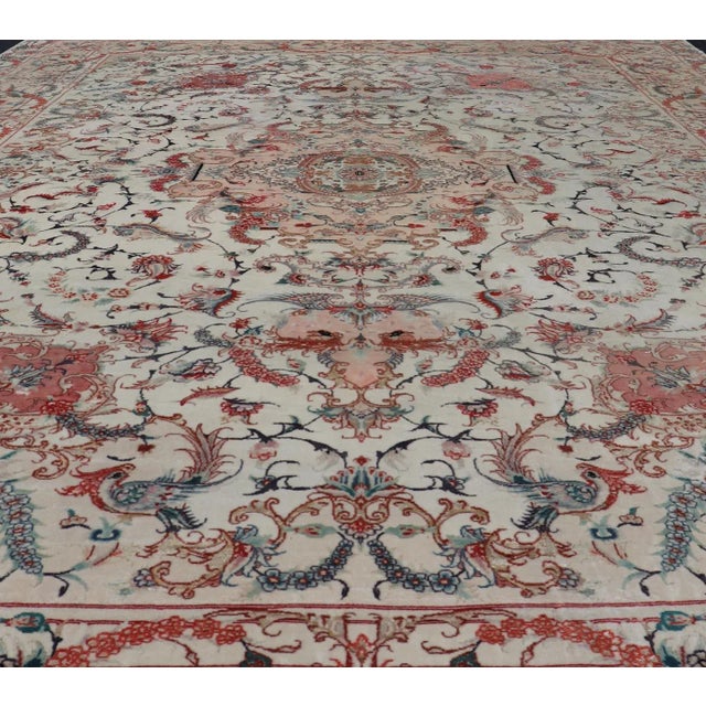 Wool & Silk Vintage Tabriz Design Medallion Rug with Intricate Floral Elements. Keivan Woven Arts / rug X23-0602, country...