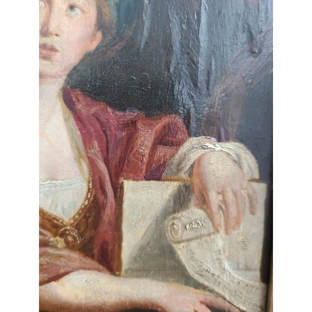 Small Antique Oil Painting Portrait of the Cumaean Sibyl After Domenichino For Sale In Los Angeles - Image 6 of 15