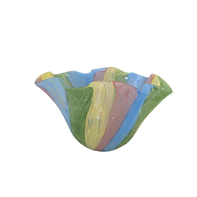 Art Glass Ruffled Decorative Bowl For Sale - Image 12 of 12
