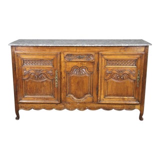 Rare Marble Top Period Country French Antique Marble Top Sideboard For Sale