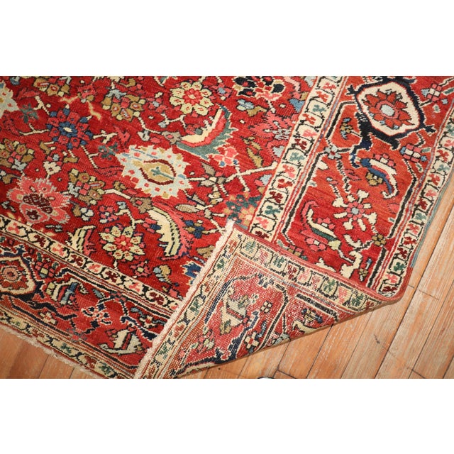 Antique Zabihi Collection Persian Serapi Red Rug For Sale - Image 9 of 12